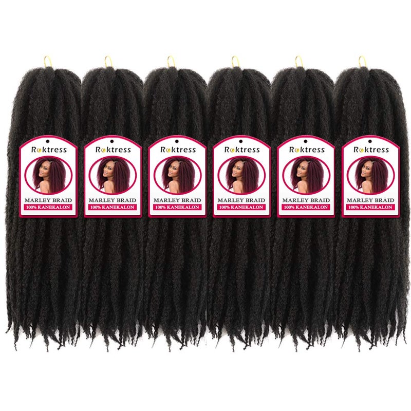 Roktress Marley Hair For Twists Marley Braiding Hair Marley Braid Crochet Hair Long Afro Kinky Marley Twist Braid Hair Extensions 100% Kanekalon Synthetic Fiber (18"6pcs, 1B#) - Image 5